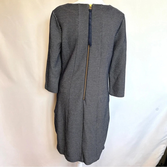 Boden Sarah Jacquard Hexagon Pattern Navy White Sheeth 3/4 Sleeve Dress Size 6 - Picture 10 of 16